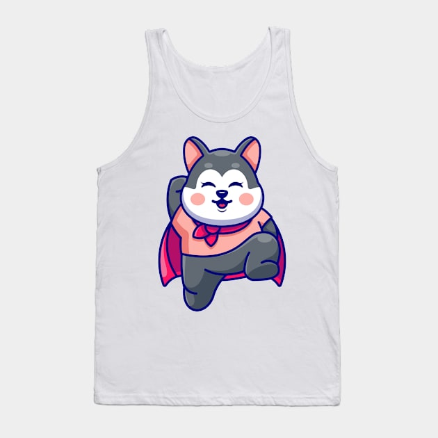 Cute super hero husky flying cartoon Tank Top by Wawadzgnstuff